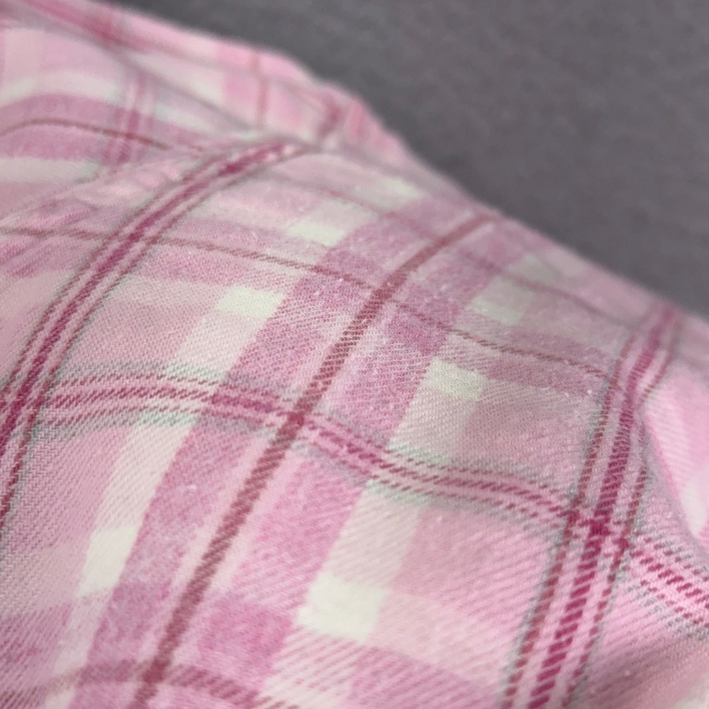 LL Bean Top Womens 3X Pink White Plaid Flannel Shirt Long Sleeve Cotton Country - Picture 3 of 8